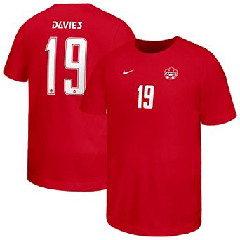 Youth Nike Alphonso Davies Red Canada Soccer Home Player Name & Number T-Shirt