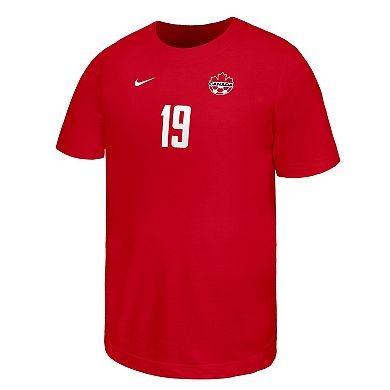 Youth Nike Alphonso Davies Red Canada Soccer Home Player Name & Number T-Shirt