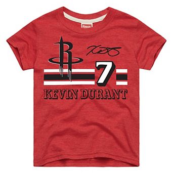 Youth Homage Kevin Durant Red Houston Rockets Remix Signature Name & Number Tri-Blend T-Shirt
