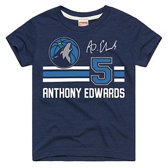 Youth Homage Anthony Edwards Navy Minnesota Timberwolves Remix Signature Name & Number Tri-Blend T-Shirt