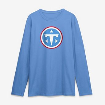 Men's Logo Athletic Light Blue Tennessee Titans Primary Logo Long Sleeve T-Shirt