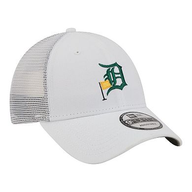 Men's New Era White Detroit Tigers Flag 9FORTY Trucker Adjustable Hat