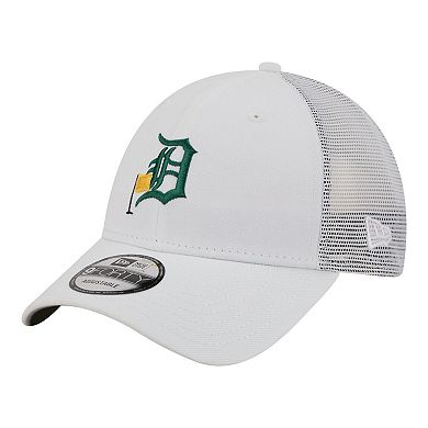 Men's New Era White Detroit Tigers Flag 9FORTY Trucker Adjustable Hat