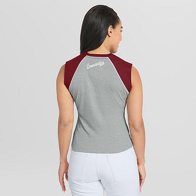 Women's WEAR by Erin Andrews Heather Gray Washington Commanders Cropped Raglan Tank Top