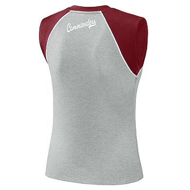Women's WEAR by Erin Andrews Heather Gray Washington Commanders Cropped Raglan Tank Top