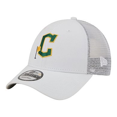 Men's New Era White Cleveland Guardians Flag 9FORTY Trucker Adjustable Hat