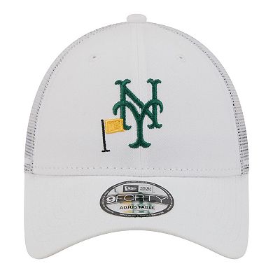 Men's New Era White New York Mets Flag 9FORTY Trucker Adjustable Hat