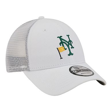 Men's New Era White New York Mets Flag 9FORTY Trucker Adjustable Hat