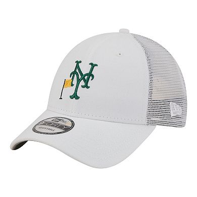 Men's New Era White New York Mets Flag 9FORTY Trucker Adjustable Hat