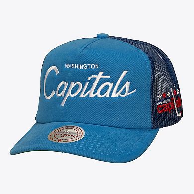 Men's Mitchell & Ness Blue Washington Capitals Head Coach Trucker Adjustable Hat