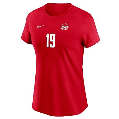 Women's Nike Alphonso Davies Red Canada Soccer Home Name & Number T-Shirt