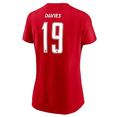 Women's Nike Alphonso Davies Red Canada Soccer Home Name & Number T-Shirt