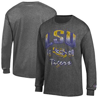 Men's Champion Heather Charcoal LSU Tigers Bold Long-Sleeve T-Shirt