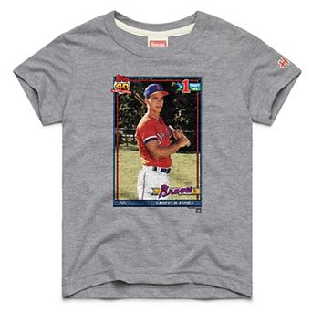 Youth Homage Chipper Jones Gray Atlanta Braves Topps Baseball Card Tri-Blend T-Shirt