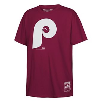 Youth Mitchell & Ness Burgundy Philadelphia Phillies Retro Logo T-Shirt