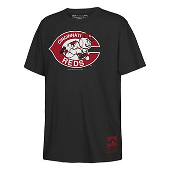 Youth Mitchell & Ness Black Cincinnati Reds Retro Logo T-Shirt