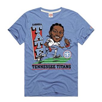 Unisex Homage Carnell Tate Light Blue Tennessee Titans Caricature Player Graphic Tri-Blend T-Shirt