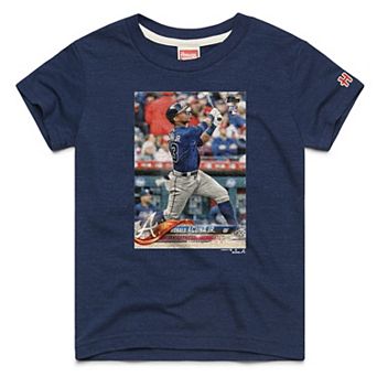 Youth Homage Ronald Acuña Jr. Navy Atlanta Braves Topps Baseball Card Tri-Blend T-Shirt