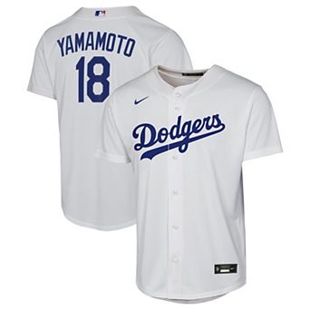 Youth Nike Yoshinobu Yamamoto White Los Angeles Dodgers Baseline Jersey