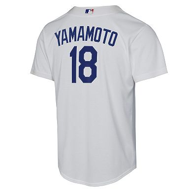 Youth Nike Yoshinobu Yamamoto White Los Angeles Dodgers Home Baseline Jersey