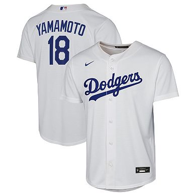 Youth Nike Yoshinobu Yamamoto White Los Angeles Dodgers Home Baseline Jersey