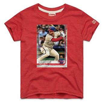 Youth Homage Bryce Harper Red Philadelphia Phillies Topps Baseball Card Tri-Blend T-Shirt
