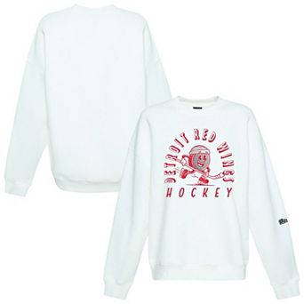 Women's Hype and Vice White Detroit Red Wings Action Mascot Oversized Sweatshirt