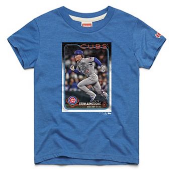 Youth Homage Pete Crow-Armstrong Royal Chicago Cubs Topps Baseball Card Tri-Blend T-Shirt