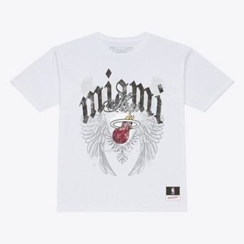 Men's Mitchell & Ness White Miami Heat Old English Classic T-Shirt