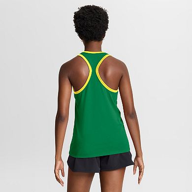 Women's Nike Green Oregon Ducks Uni Name Tri-Blend Dri-FIT Tank Top
