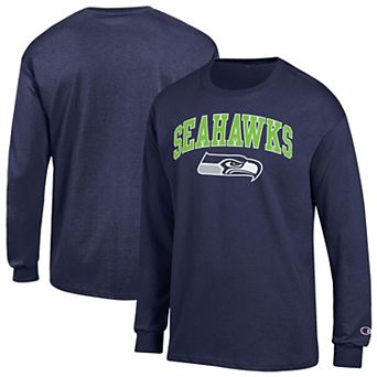 Men's Champion College Navy Seattle Seahawks Arch Over Logo Long Sleeve T-Shirt