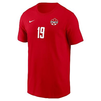 Men's Nike Alphonso Davies Red Canada Soccer Home Name & Number T-Shirt