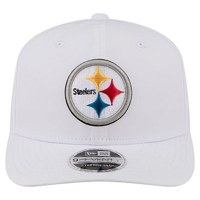 Men's New Era White Pittsburgh Steelers Name Plate 9SEVENTY Adjustable Hat