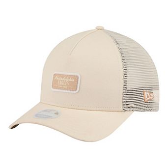 Women's New Era Cream Philadelphia Eagles Tonal Patch A-Frame 9FORTY Trucker Adjustable Hat