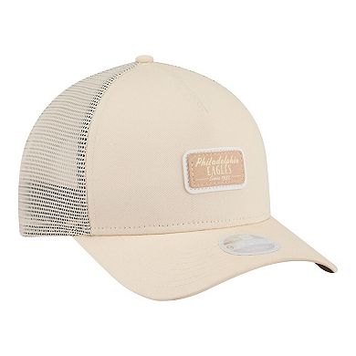 Women's New Era Cream Philadelphia Eagles Tonal Patch M-Crown A-Frame 9FORTY Trucker Adjustable Hat