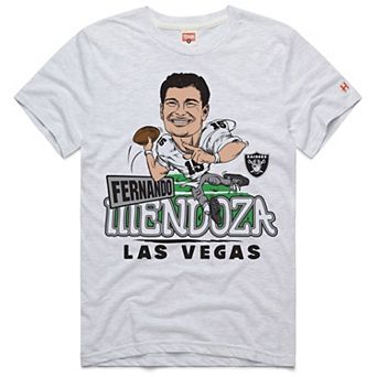 Unisex Homage Fernando Mendoza Ash Las Vegas Raiders Caricature Player Graphic Tri-Blend T-Shirt