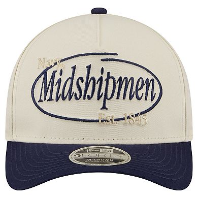 Men's New Era Natural/Navy Navy Midshipmen Prepster 9FORTY M-Crown Adjustable Hat