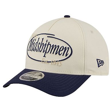 Men's New Era Natural/Navy Navy Midshipmen Prepster 9FORTY M-Crown Adjustable Hat
