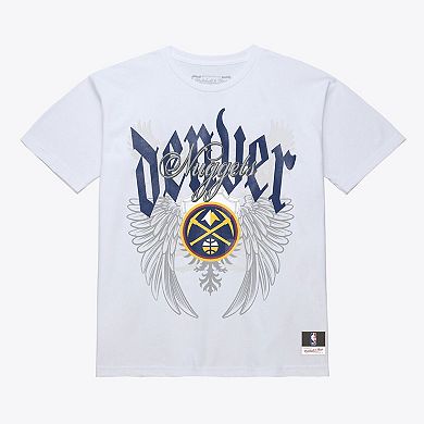 Men's Mitchell & Ness White Denver Nuggets Old English Classic T-Shirt