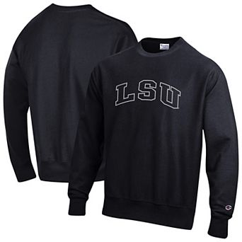 Men's Champion Black LSU Tigers Reverse Weave Crewneck Sweatshirt