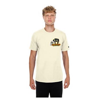 Men's New Era Natural Milwaukee Brewers Dia de los Muertos Sugar Skull T-Shirt