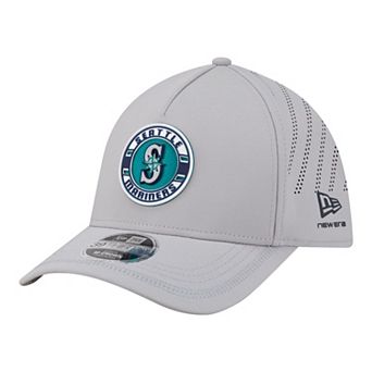 Men's New Era Gray Seattle Mariners Patch 39THIRTY A-Frame M-Crown Perforated Flex Hat