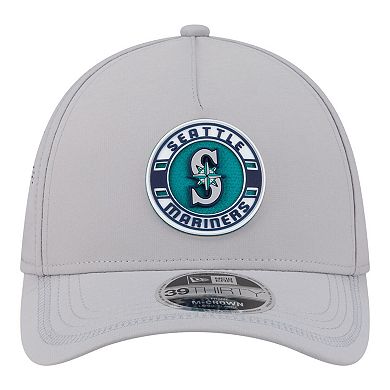 Men's New Era Gray Seattle Mariners Patch 39THIRTY A-Frame M-Crown Perforated Flex Hat