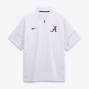 Men's Nike White Alabama Crimson Tide 2026 Sideline Short Sleeve Quarter-Zip Coaches Jacket