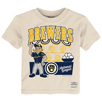 Toddler Mitchell & Ness Cream Milwaukee Brewers Step Back Up T-Shirt