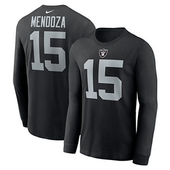 Men's Nike Fernando Mendoza Black Las Vegas Raiders Name & Number Long Sleeve T-Shirt