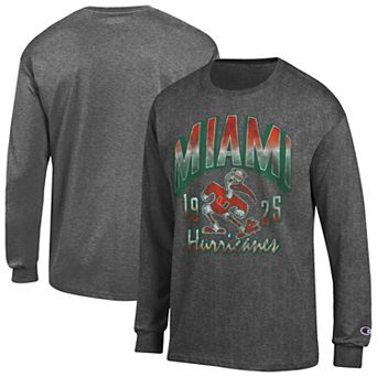 Men's Champion Heather Charcoal Miami Hurricanes Bold Long-Sleeve T-Shirt