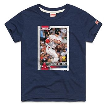 Youth Homage Roman Anthony Navy Boston Red Sox Topps Baseball Card Tri-Blend T-Shirt