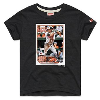Youth Homage Gunnar Henderson Charcoal Baltimore Orioles Topps Baseball Card Tri-Blend T-Shirt