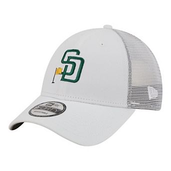 Men's New Era White San Diego Padres Flag 9FORTY Trucker Adjustable Hat